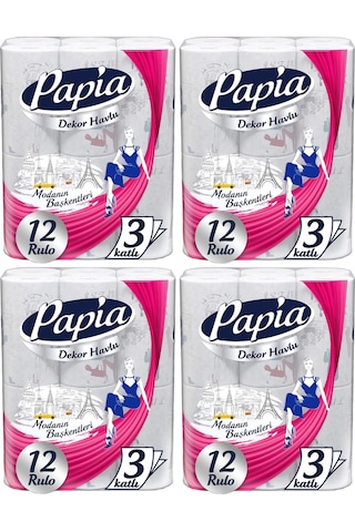 Papia Kağıt Havlu Decor (Modanon Başkentleri Desenli) 48 Li Set (