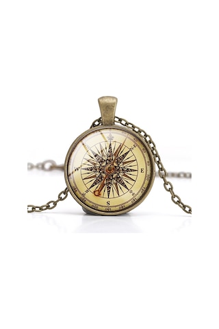 Jwl Pusula Kolye Şık Cam 3D Pusula Kolyesi Aksesuar Steampunk Kol Çok Renkli