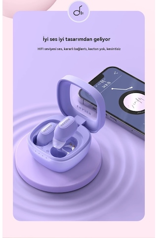 Aurora Bluetooth Kulaklık Hifi Düşük Gecikme Hd Çağrı Mor