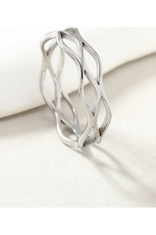 Chavin Çelik Silver Sarmal Model Bayan Yüzük Ev29by 001