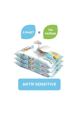 Uni Baby Islak Mendil Aktif Sensitive 3X52 Adet