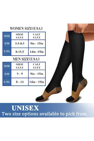 Teltree Kadın Erkek Spor Koşu 15-20 Mmhg Kompresyon Çorapları, Diz Uzunluklu, Siyah, 3'lü Paket, S/m 34-39 Numara Siyah