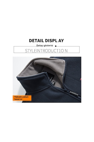 Erkek Sonbahar Ve Kış Sıcak Polar Ceket Koyu Gri