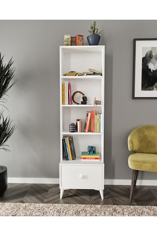 Kznhome Akasya Çekmeceli Kitaplık Beyaz - Tamamı 1. Kalite Mdf