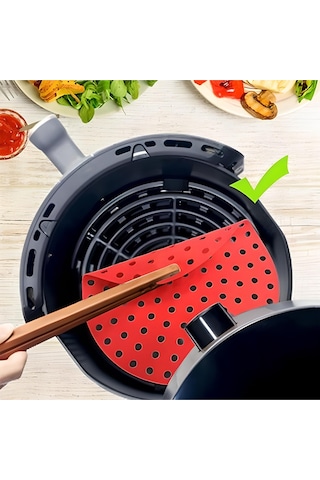Renkli Isıya Dayanıklı Yıkanılabilir Silikon Fırın Ve Airfryer Yuvarlak Model Pişirme Matı Siyah