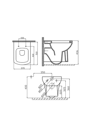 Quarter Bath Gideros Asma Klozet , Delikli,pp Kapak Dahil -2 Parça Set , Beyaz Qrs.36.01.03.01