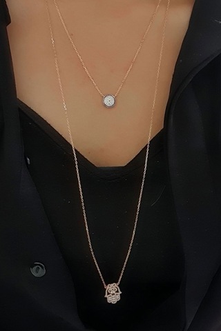 Iki Şekilde Kullanılabilir Fatmanın Eli ve Nazar Boncuklu 925Ayar