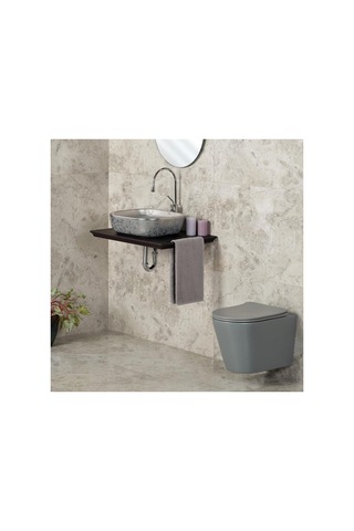 Eh-4290mgg Tezgah Üstü Porselen Lavabo Gri