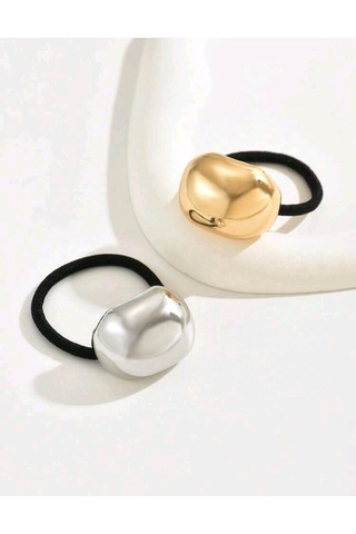 Okavango Kadın Printires Gold, Gümüş 2'li Yuvarlak Lastik Toka Seti Çok Renkli