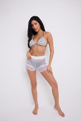 By Papi Büzgülü File Şort Beyaz