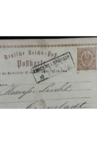 Deutsche Reichspost Antiye 1875 Yılı Alman Reich Döneminden 1/2 Ein Halber Groschen Kendinden Pullu Post Kartı Postadan Geçmiş