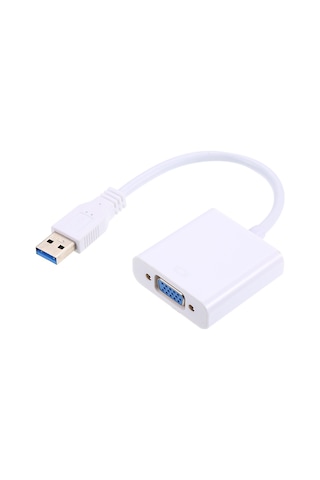 Kangvka Beyaz Usb 3.0'dan Vga'ye Dönüştürücü - Bilgisayar/notebook'dan Monitör/projektöre 1080p Hd Bağlantı, Usb 2.0 Uyumlu