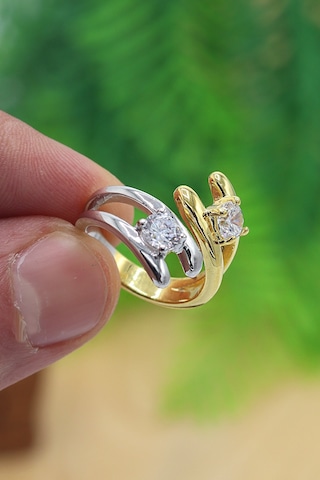 Midyat Nurtaş Gümüş Kristal Kesim Gold Kaplama 925 Ayar Gümüş Zirkon Yüzük 201022859
