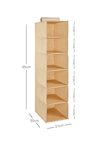 Ocean Home Textile 6 Katlı Bej Balıksırtı Dolap İçi Düzenleyici 21 x 30 x 95 cm