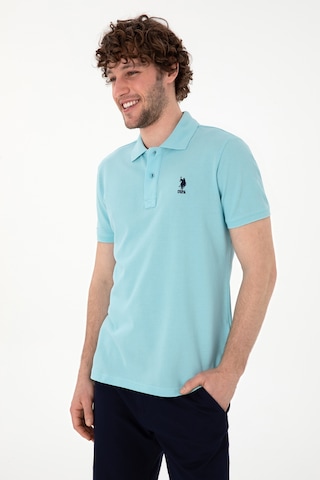 U.S. Polo Assn. Erkek Slim Fit Polo Yaka Açık Mavi Basic Tişört 50298041-VR007