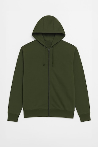 Markapia Erkek Fermuarlı Kapüşonlu İçi Polarlı Sweatshirt Haki M
