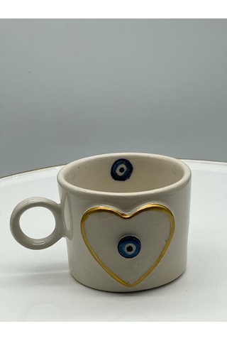 Altın Yaldız Kalp Nazar Fincan Mug