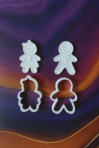 Gingerbread Kurabiye Kalıbı Seti 2li Beyaz Kız Ve Erkek Yılbaşı Kurabiye Hamur Kalıbı Beyaz