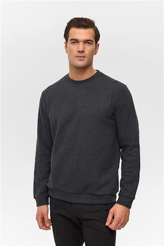 Süvari Antrasit Regular Düz Bisiklet Yaka Sweatshirt Antrasit