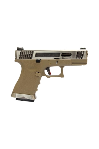 We Glock G19 T8 Gümüş Kızak & Namlu Tan Gövde Gbb Airsoft Tabanca