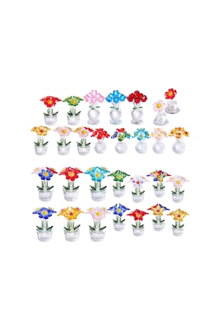 Şeffaf Taban Mini Cam Çiçek Heykeli Süsü Yapay Çiçek Figürin Yıl Dönümü Style 20