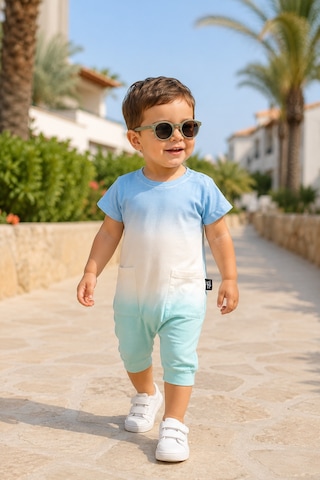 Babyhola Unisex Renkli Bebek Yazlık Mevsimlik Tulum 20321 Mavi