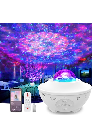 Bukrem Store Galaxy Uyumlu Star Projektör Hoparlör Rgb Lazer & Nebula Işık + Bluetooth 5.0 + Usb / Timer / Uzaktan Kumanda