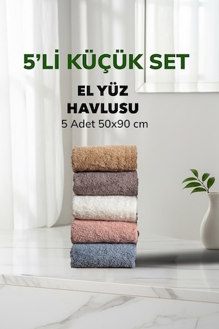 5 Li Çizgili Renkli Havlu Takımı Yumuşak Pamuk El Yüz Havlusu 50x90 Cm Renklı