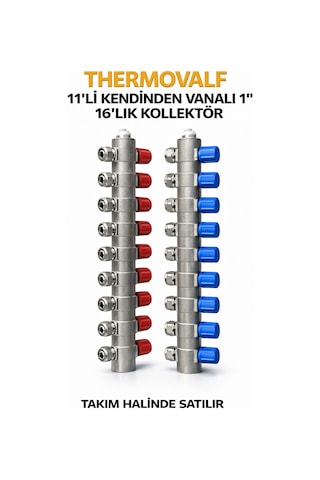 1'inç 16 Lık Kendinden Vanalı 11 Li Kollektör Takıl Halinde Satılır 2 Adet Kırmızı-mavi Diğer