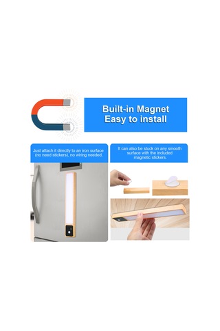 Suofeng Kedir Ağacı Dolap Lambası - Led Kızılötesi Hareket Sensörlü, Sürekli/sensör Modu, Sürekli Parlaklık Ayarlı, 600mah Pil, 25cm, Ahşap Rengi Ahşap