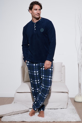 Buratti Regular Fit Bisiklet Yaka Kışlık Yumuşak Dokulu Polar Erkek Pijama Takımı 6096100 Lacivert