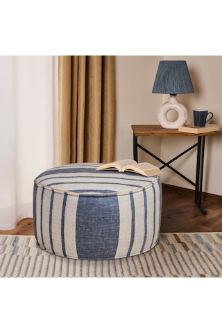 Just Home Nautical Puf - Mavi / Krem - 36x56x56 Cm Mavi / Krem
