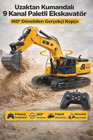 Uzaktan Kumandalı Full Fonksiyon Hareketli Excavator 2.4ghz Iş Makinesi Ekskavatör Çok Renkli