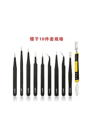 Tongxida 9 Parça Manyetik Paslanmaz Çelik Elektronik Set: Düz-uç Yuvarlak Dik Uç Esd-15 1.5 Mm Kartlı Paketle