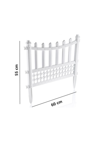 Omnipazar Sy-5998 Elite Plastik Dekoratif Bahçe Çiti 12'li Set 60x55 Cm Beyaz