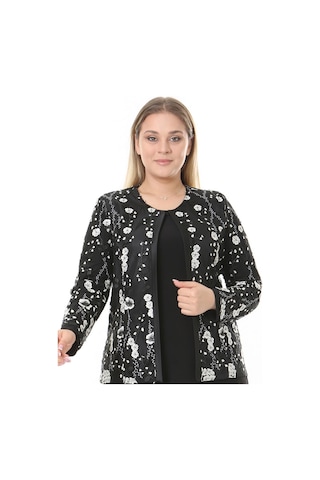 Ladies First Büyük Beden 3904 Siyah Ceket + Bluz Takım 001