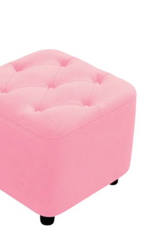 Most Hallow Kapitoneli Kare Puf 11 Pembe Kadife Kumaş Evinize Te
