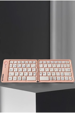 Torima TK-08 Pembe Kablosuz Katlanabilir Şarjlı Taşınabilir Mini Bluetooth Klavye