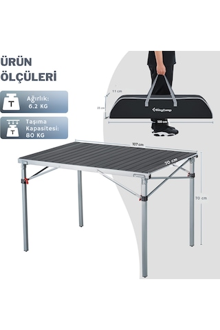 Kingcamp Granite Alüminyum Katlanır Kamp Masası Silver Blk Siyah