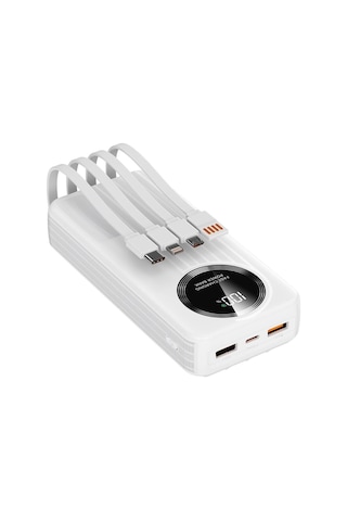 S-link Ip-g220 20000mah Pd20w+qc3.0 Dahili Kablolu Beyaz Lcd Taşınabilir Pil Şarj Cihazı Powerbank Siyah