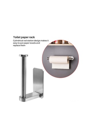 Ximistore9 Banyo Tuvalet Kağıdı Tutucu, 304 Paslanmaz Çelik, Delmezsiz Kurulum, Silindirik Çubuk Tasarımı, Dayanıklı Ve Kolay Bakım Gümüş