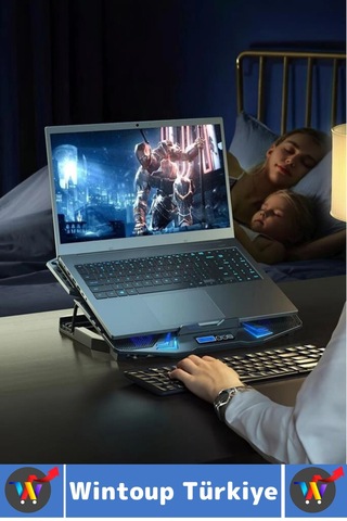 Premium Süper Güçlü 5 Fan Notebook Dizüstü Bilgisayar Rgb Işıklı Ayarlanabilir Laptop Soğutucu Fan