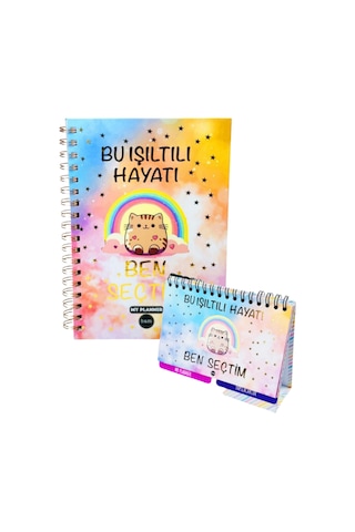 Bu Işıltılı Hayatı Ben Seçtim Tasarımlı Kırtasiye Seti Masaüstü Planlayıcı Ve Konuşan Ajanda