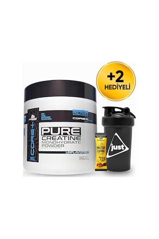 Mustang Nutrition Core+ Pure Creatine Monohydrate Powder Kreatin 250 Gr 50 Servis + Shaker + Protein Kahve Hediyeli Aromasız