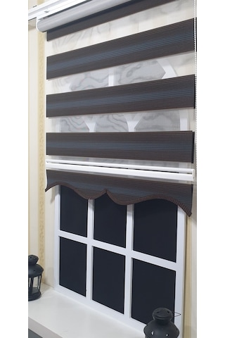 Pliseli Zebra Stor Kahverengi Renk Geçişli Etek Dilimli St 023