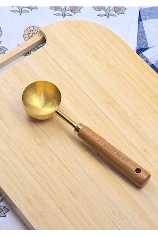 Ahşap Saplı Gold Ölçü Kaşığı - Kahve Ölçüm Kaşığı - 30 Ml