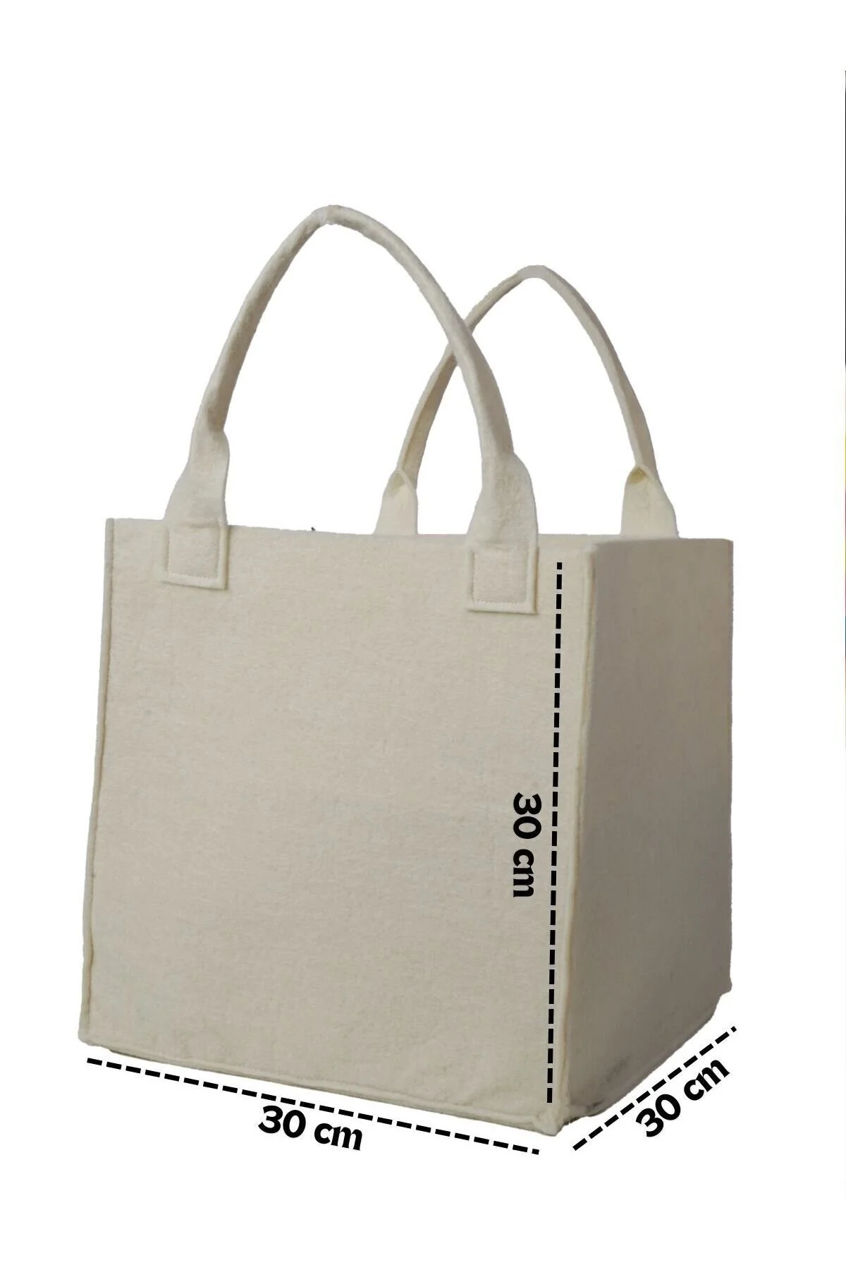 Keçe Küp Oyuncak Kutusu Kulplu Krem Organizer 30 X 30 Cm Krem