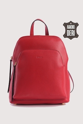 Hakiki Deri Kadın Sırt Çantası Kırmızı Smr9209 Kirmizi