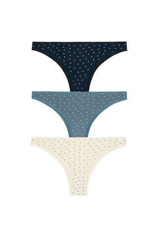 Kit İç Giyim Berrak 3'lü Desenli Kadın Brazilian Külot Çok Renkli