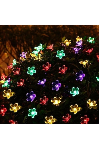 Çiçek Desenli Rgb Solar Aydınlatma-30 Ledli Güneş Enerjili Rgb Çok Renkli Bahçe Aydınlatması 5 M